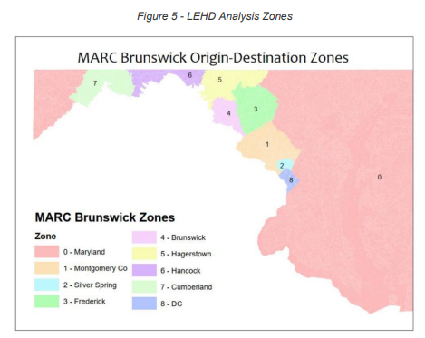 Map of MARC Brunswick Origin-Destination Zones